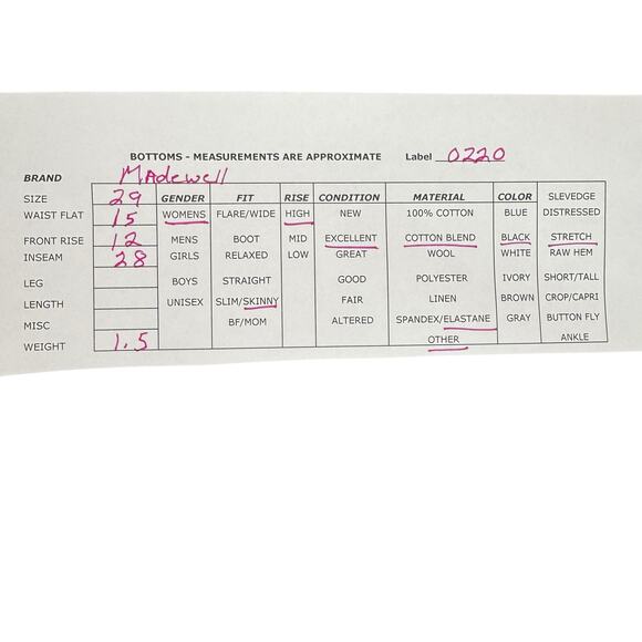 Madewell Women’s Black Stretch High Rise Cotton Blend Skinny Jeans Size 29 - Picture 10 of 10